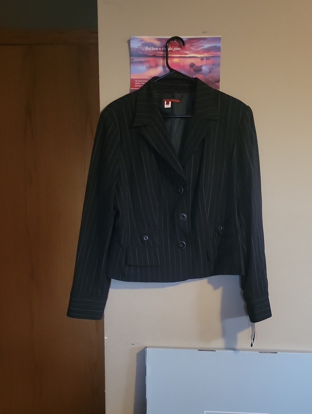 Women's Black Pinstripe Blazer Jacket